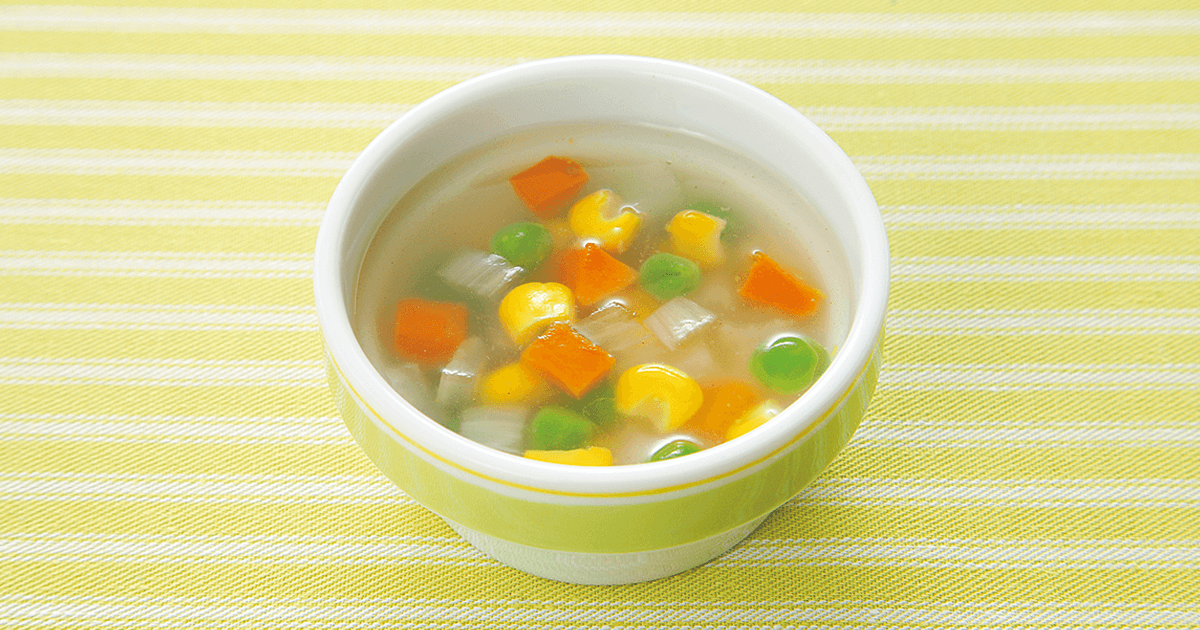 ミックスベジタブル入りスープ 離乳食レシピ 管理栄養士監修 パルシステムの育児情報サイト 子育て123