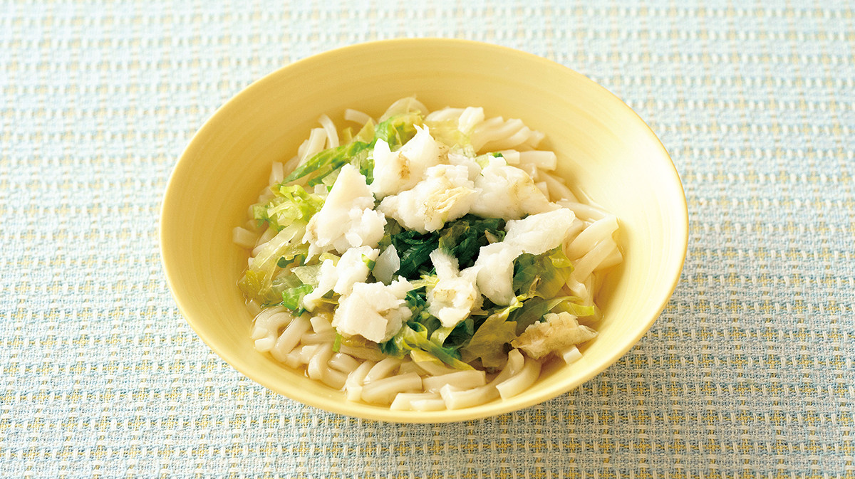 かれいのサラダうどん＜yumyum産直小麦のやわらかうどん＞