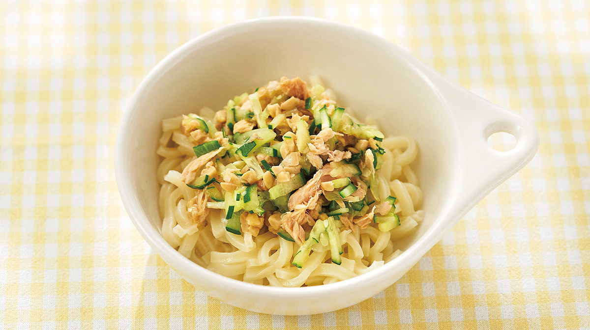 納豆とツナのうどん＜yumyum産直小麦のやわらかうどん＞