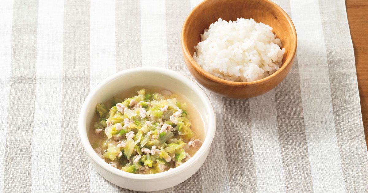 豚肉と白菜のみそ煮びたし 離乳食レシピ 管理栄養士監修 パルシステムの育児情報サイト 子育て123