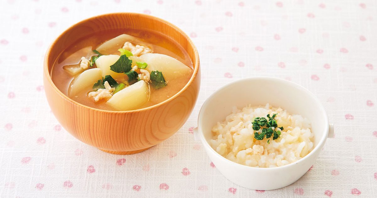 鶏ひき肉とかぶのみそ汁 離乳食レシピ 管理栄養士監修 パルシステムの育児情報サイト 子育て123