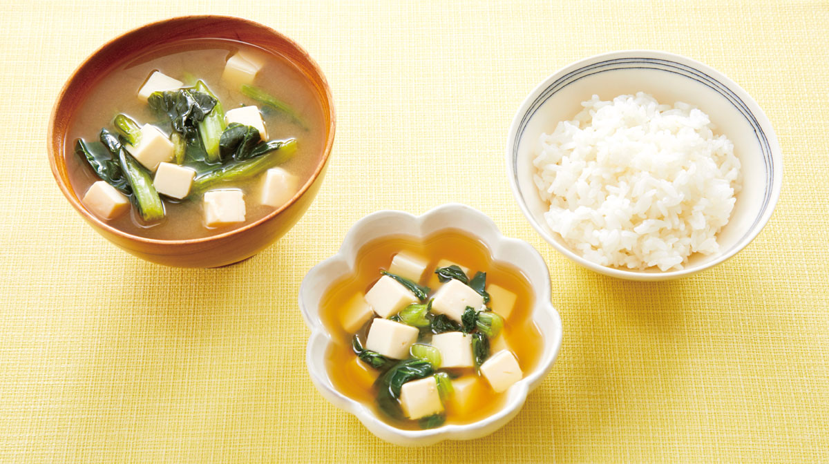 小松菜と豆腐のみそ汁