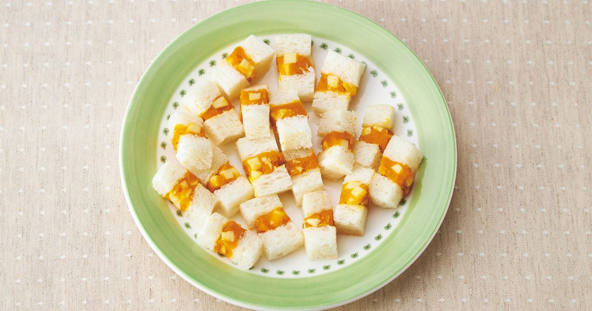 かぼちゃチーズサンド 離乳食レシピ 管理栄養士監修 パルシステムの育児情報サイト 子育て123