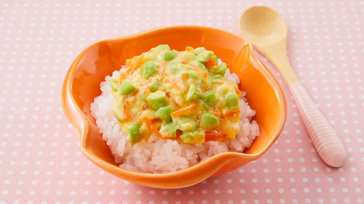 枝豆の卵とじ丼