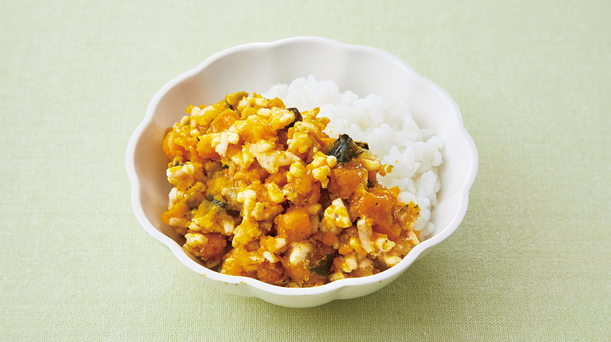 鶏そぼろとかぼちゃのあんかけ丼