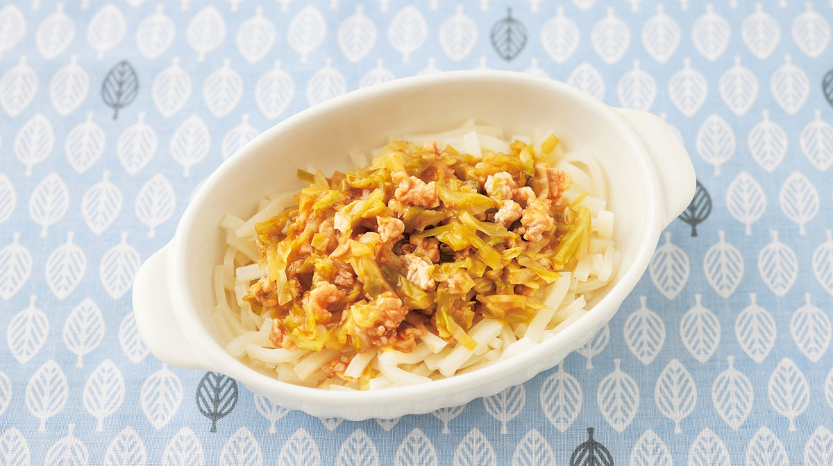 豚肉とキャベツのナポリタンうどん