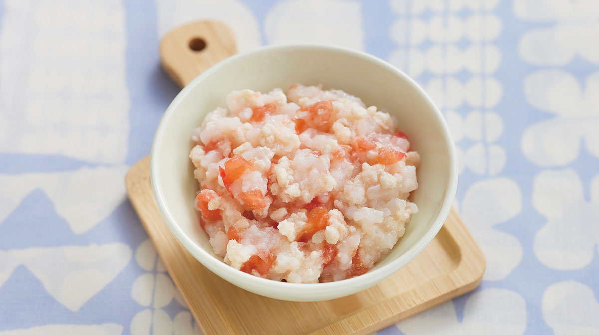 鶏ひき肉のみぞれトマトがゆ