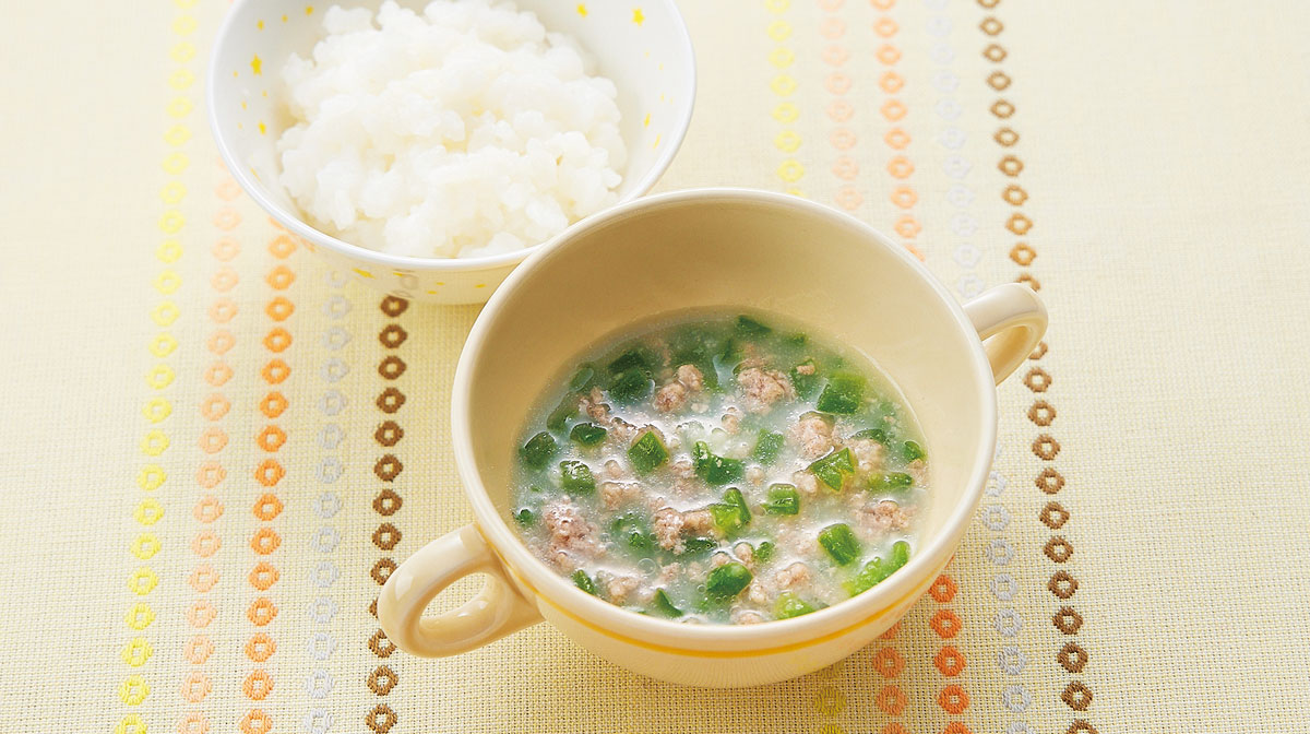 ピーマンとひき肉のとろみスープ