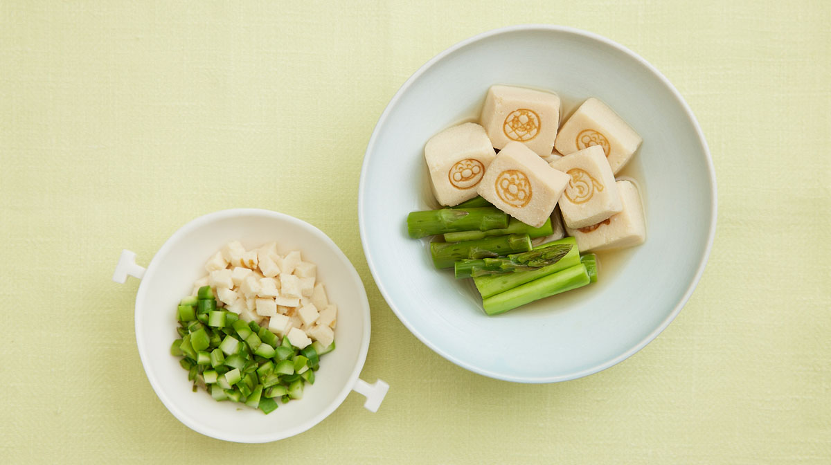 プチこうやとアスパラのだし煮