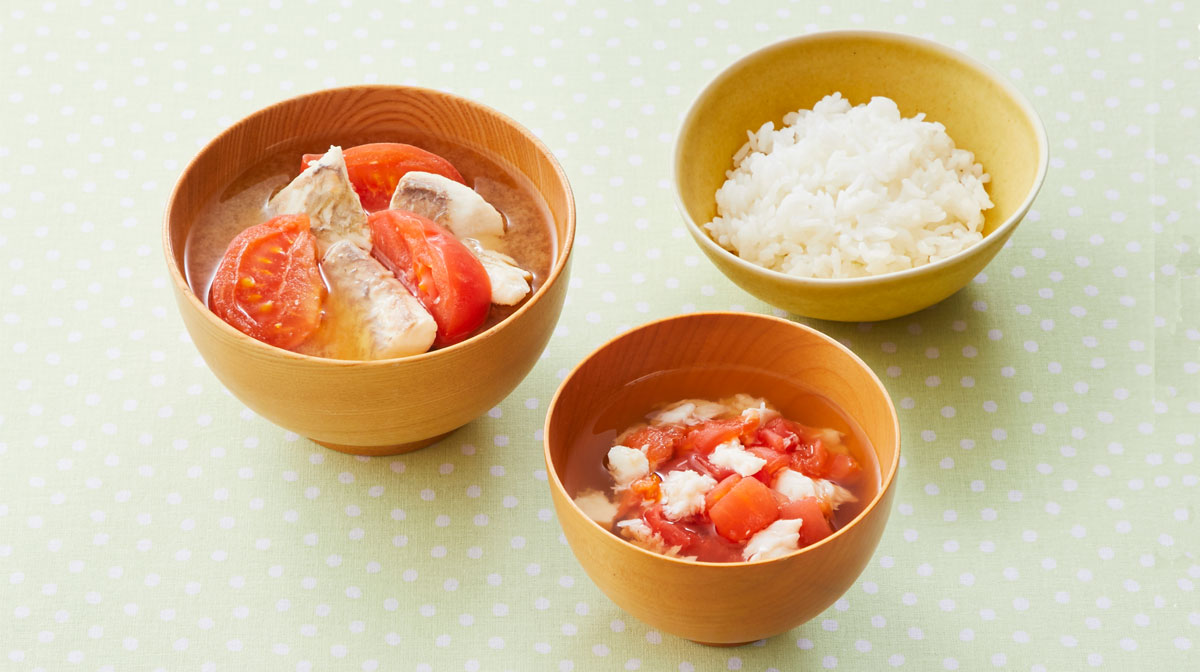 ひらめとトマトのみそ汁