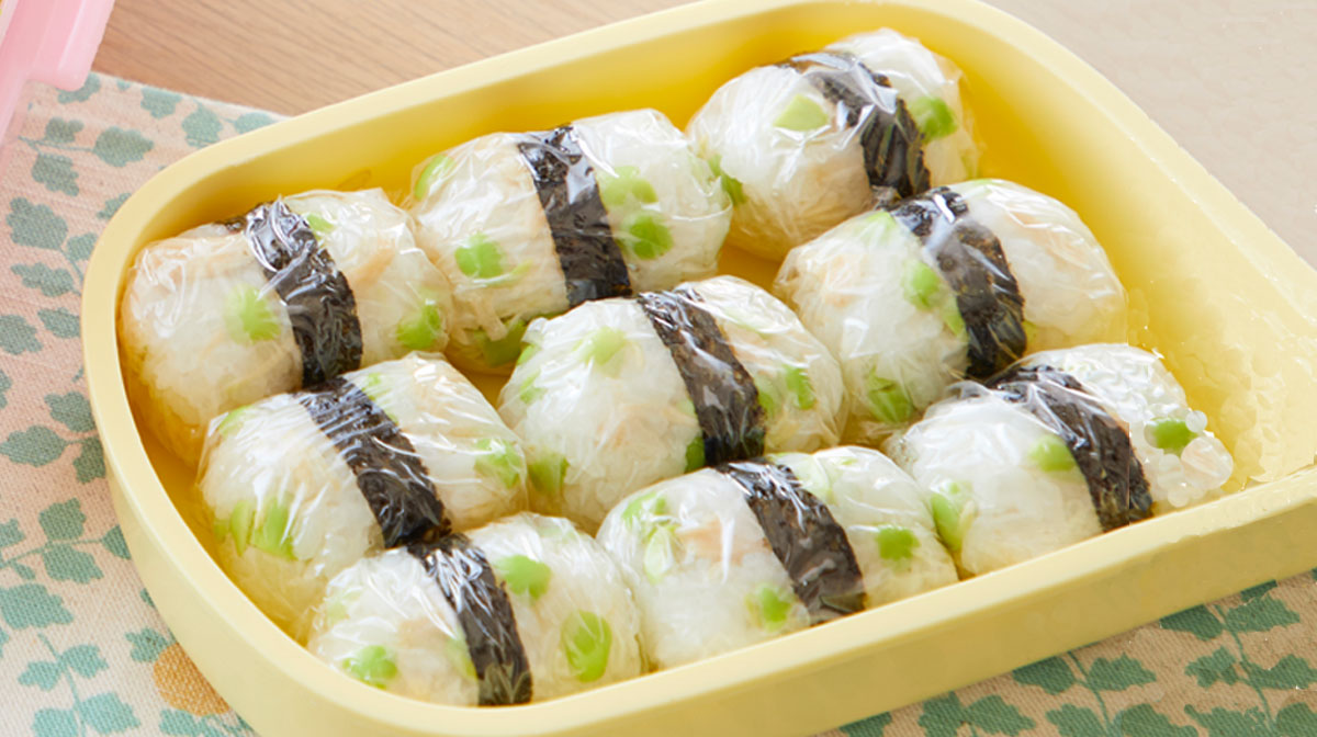 ささみ枝豆の塩にぎり