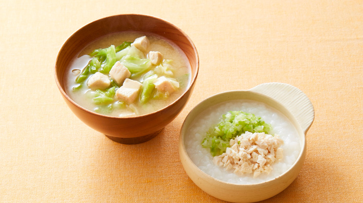 鶏肉とキャベツのみそ汁