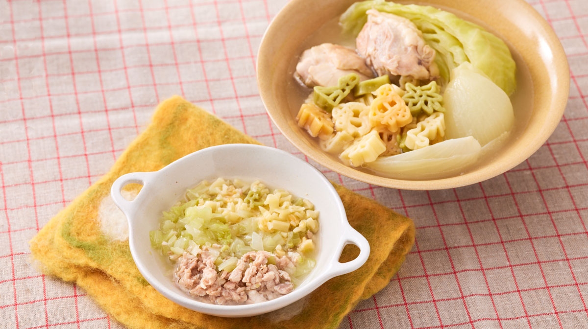 パスタと有機玉ねぎのチキンポトフ