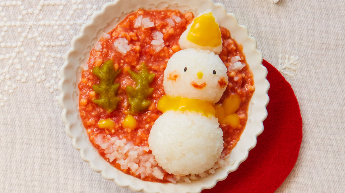 雪だるまごはんとささみのトマト煮