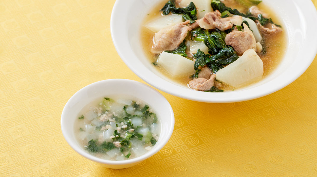 豚肉と小松菜の中華煮
