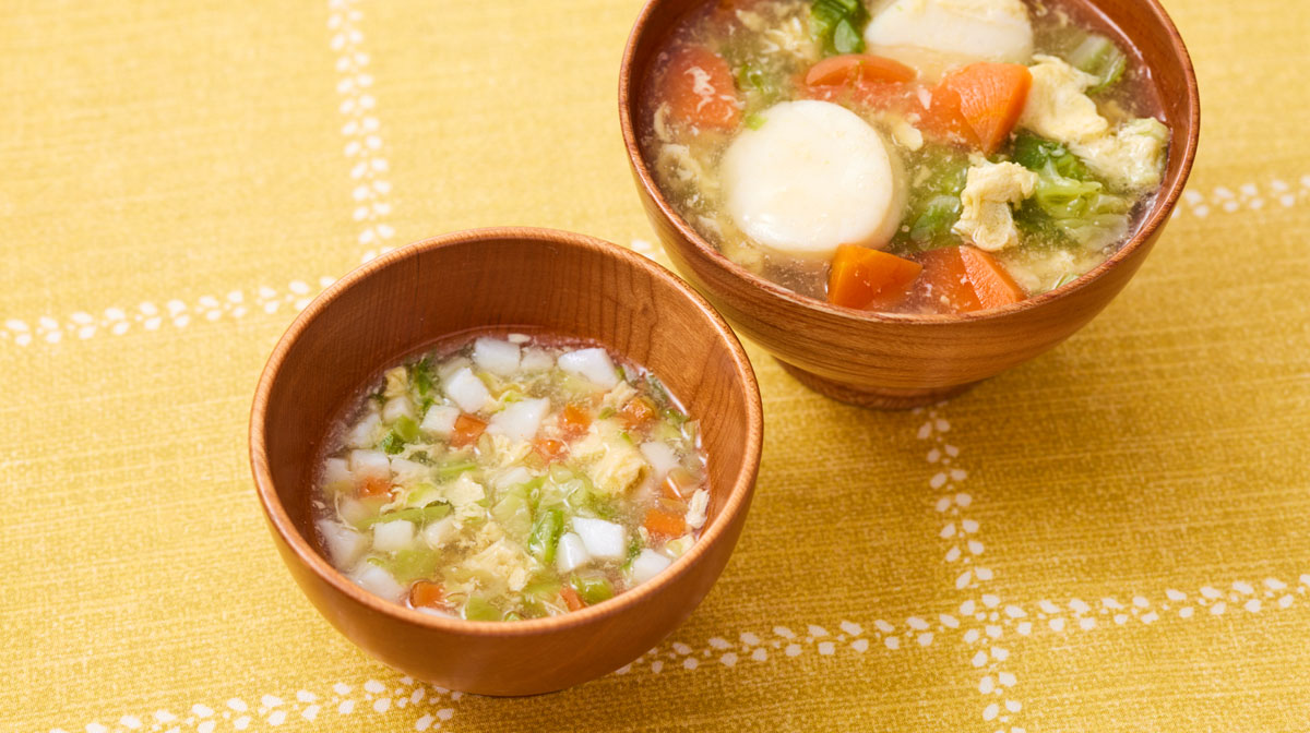 すり身入り野菜かきたまスープ