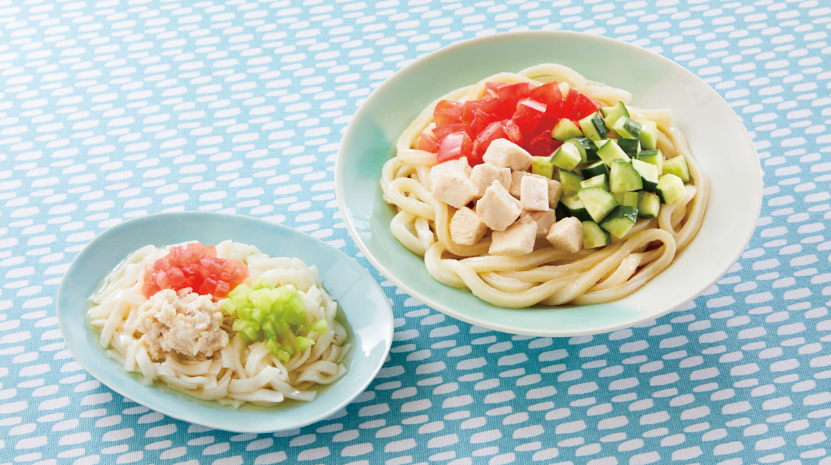 鶏の冷やしぶっかけうどん