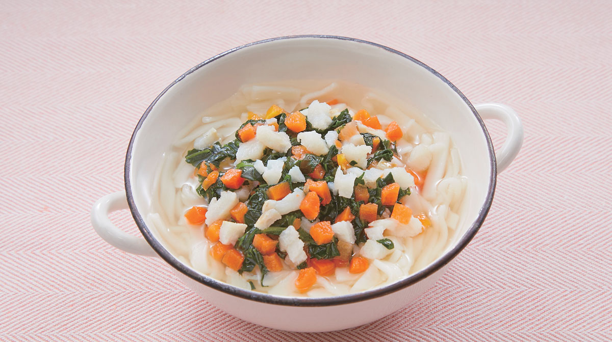 白身魚と人参のうどん