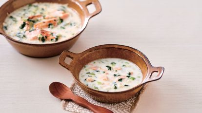 秋鮭のミルク中華スープ