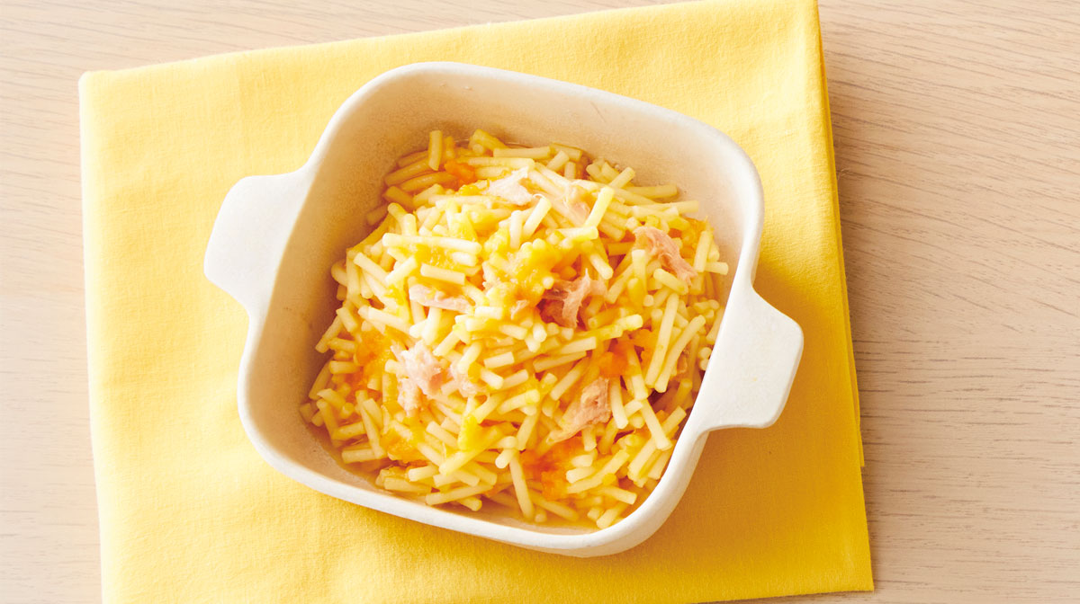 ツナと黄キューブのパスタ